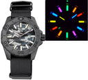 Daynight Stealth Ops Carbon Case Black Grey Camo Dial 6 Color Flat Tritium Tubes Automatic Watch Screw Down Crown