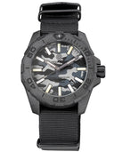 Daynight Stealth Ops Carbon Case Black Grey Camo Dial Blue /yellow Flat Tritium Tubes Automatic Watch Screw Down Crown