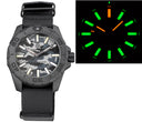 Daynight Stealth Ops Carbon Case Black Grey Camo Dial Green/orange Flat Tritium Tubes Automatic Watch Screw Down Crown