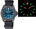 Daynight Stealth Ops Carbon Case Blue Dial Green/orange Cylindrical Tritium Tubes Automatic Watch Screw Down Crown