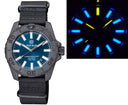 Daynight Stealth Ops Carbon Case Dark Blue Dial � Blue /Yellow Flat Tritium Tubes Automatic Watch Screw Down Crown