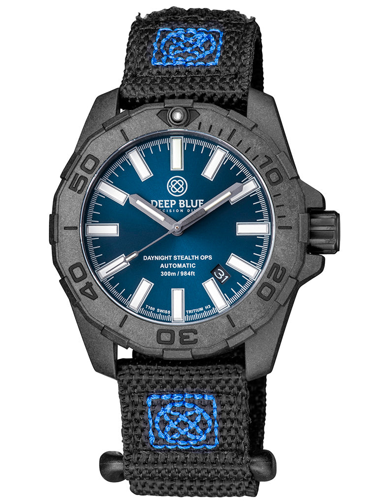 Nylon 2 Piece Vlcro Wrap Strap Blue W/Deep Blue Logo
