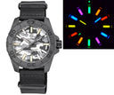 Daynight Stealth Ops Carbon Case White Grey Camo Dial 6 Color Flat Tritium Tubes Automatic Watch Screw Down Crown