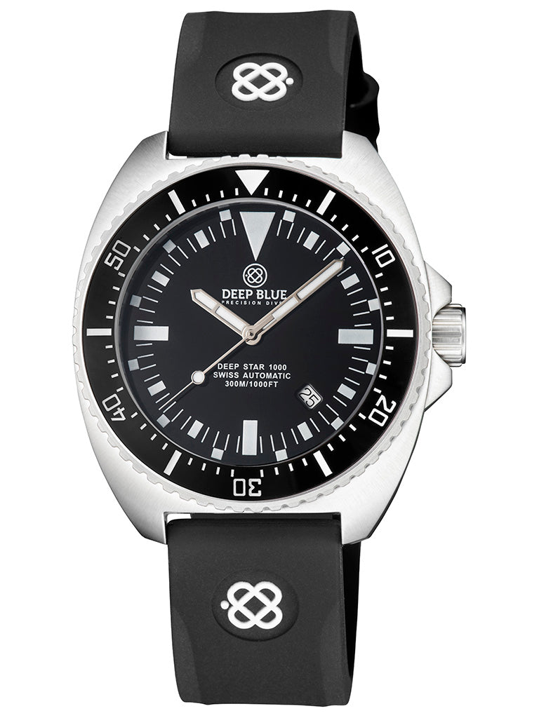 Black Silicon Strap With White Deep Blue Logo
