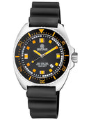 Deep Star 1000 Vintage Swiss Automatic Black Ceramic Bezel - Black Orange Dial Strap