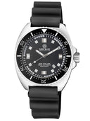 Deep Star 1000 Vintage Swiss Automatic Black Ceramic Bezel - Black White Dial Strap