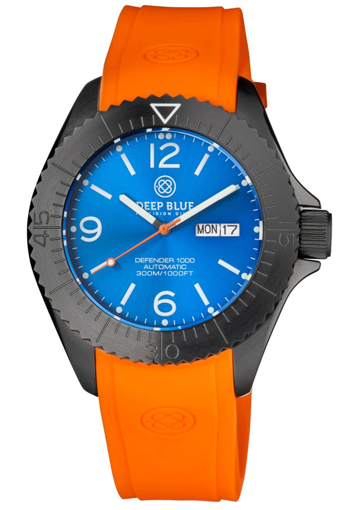 Orange Custom Fit Silicon Strap With Deep Blue Logo PVD Buckle