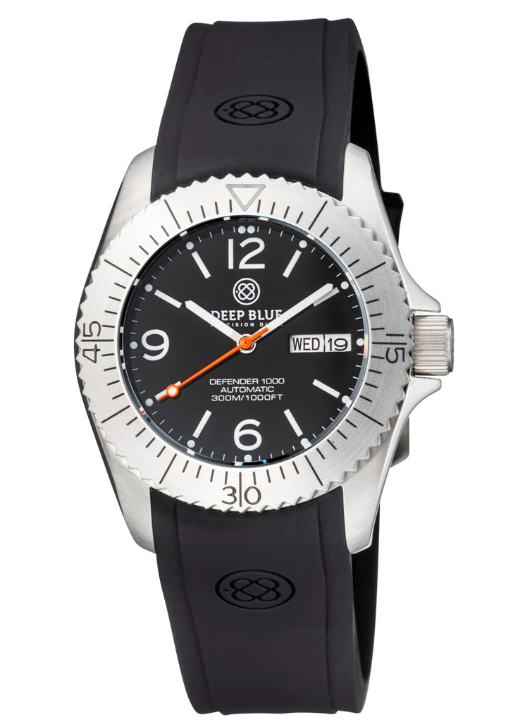 Black Custom Fit Silicon Strap With Deep Blue Logo