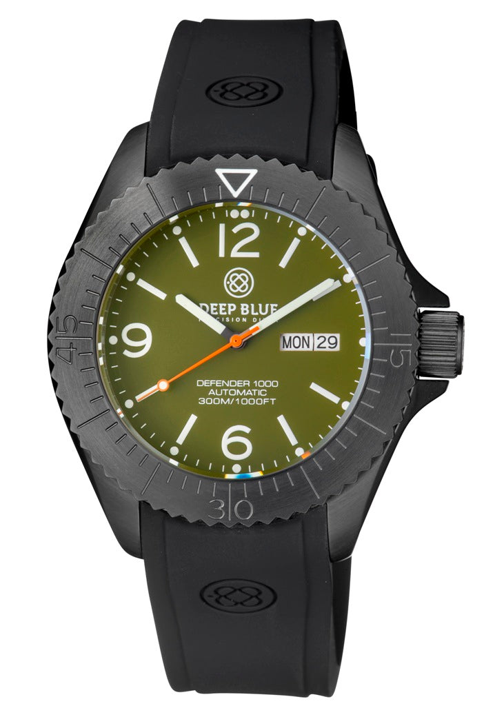Black Custom Fit Silicon Strap With Deep Blue Logo PVD Buckle