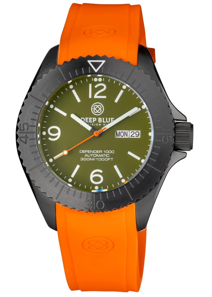 Orange Custom Fit Silicon Strap With Deep Blue Logo PVD Buckle