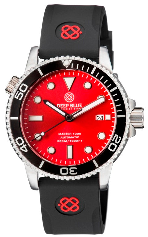 Black Straight End Silicon Strap With Logo Red