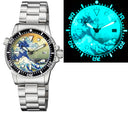 Diver 1000 Automatic Diver Black Bezel Wave Kanagawa Full Luminous Dial Bracelet