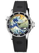 40 Mm Diver 1000 Automatic Diver Black Bezel Wave Kanagawa Full Luminous Dial Strap