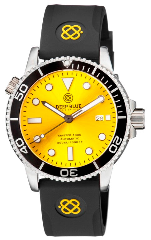 Black Straight End Silicon Strap With Logo Yellow