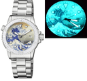 Diver 1000 Automatic Diver Silver Embossed Bezel Wave Kanagawa Full Luminous Dial Bracelet