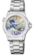 Diver 1000 Automatic Diver Silver Embossed Bezel Wave Kanagawa Full Luminous Dial Bracelet