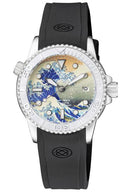40 Mm Diver 1000 Automatic Diver Silver Embossed Bezel Wave Kanagawa Full Luminous Dial Strap
