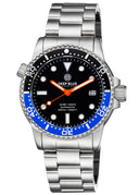 Diver 1000 II 40mm Automatic Diver Black/blue Ceramic Bezel -black Sunray Dial Orange Hands