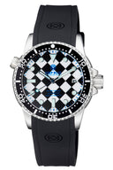 Diver 1000 II 40mm Automatic Diver Black Ceramic Bezel – Black / White Checker Dial Blue Second Hand Strap