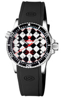 Diver 1000 II 40mm Automatic Diver Black Ceramic Bezel – Black / White Checker Dial Red Second Hand Strap