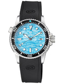 Diver 1000 II 40mm Automatic Diver Black Ceramic Bezel Ocean Aqua Blue Dial Strap -