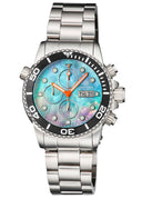 Diver 1000 40mm Quartz Chronograph Diver Black Bezel -platinum Mother Of Pearl Dial Bracelet