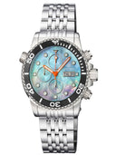Diver 1000 40mm Quartz Chronograph Diver Black Bezel -platinum Mother Of Pearl Dial Bracelet