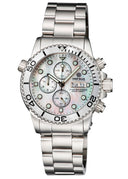 Diver 1000 40mm Quartz Chronograph Diver Silver Bezel – White Mother Of Pearl Dial Bracelet