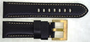 Genuine Leather Padded Smooth Black 24/22 Brass Buckle