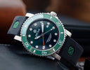 Greenland Diver GMT - Green Ceramic Bezel - Black Dial - Strap