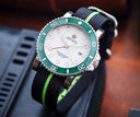 Greenland Diver GMT - Green Ceramic Bezel - White Dial - Strap