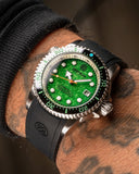 Juggernaut 5 40mm Swiss Automatic Diver Black Ceramic Bezel - Green Copper Turquoise Dial