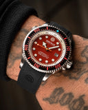 Juggernaut 5 40mm Swiss Automatic Diver Black Ceramic Bezel - Red Jasper Dial