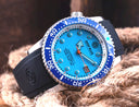 Juggernaut 5 40mm Swiss Automatic Diver Blue Ceramic Bezel - Blue Copper Turquoise Dial