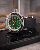 Juggernaut 5 44mm Swiss Automatic Diver Black Ceramic Bezel - Green Sandstone Dial - Bracelet