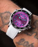 Juggernaut 5 44mm Swiss Automatic Diver Black Ceramic Bezel - Lavender Dial - Strap