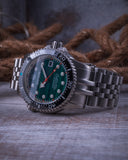 Juggernaut 5 44mm Swiss Automatic Diver Black Ceramic Bezel - Malachite Dial - Bracelet