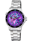 Juggernaut 5 44mm Swiss Automatic Diver Black Ceramic Bezel - Purple Abalone Dial - Blue Hands - Bracelet