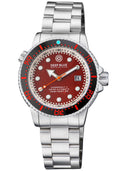 Juggernaut 5 44mm Swiss Automatic Diver Black Ceramic Bezel - Red Jasper Dial - Bracelet