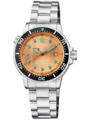 Juggernaut 5 44mm Swiss Automatic Diver Blank Ceramic Bezel - Salmon Dial - Blue Hands - Bracelet