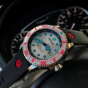 Juggernaut IV USA Swiss Automatic – Diver #2 White/red Bezel - White Dial Strap