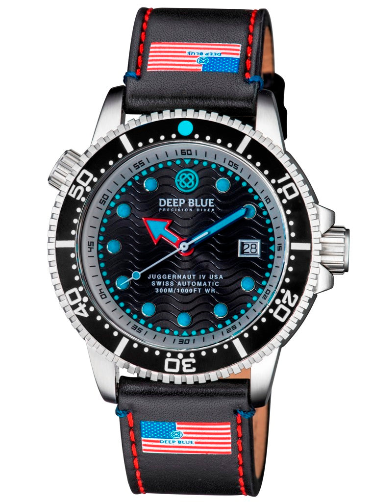 Black Genuine Leather Strap With Usa/Db Logo Red Stitch