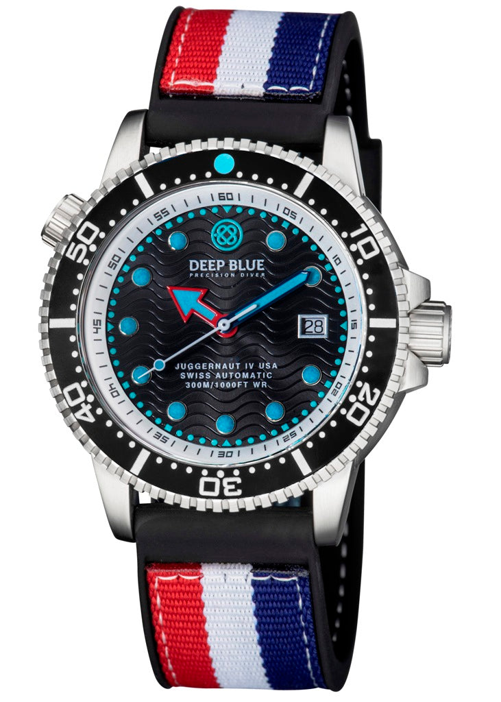 Red White Blue 2 PC Nylon Silicon Reversible Strap