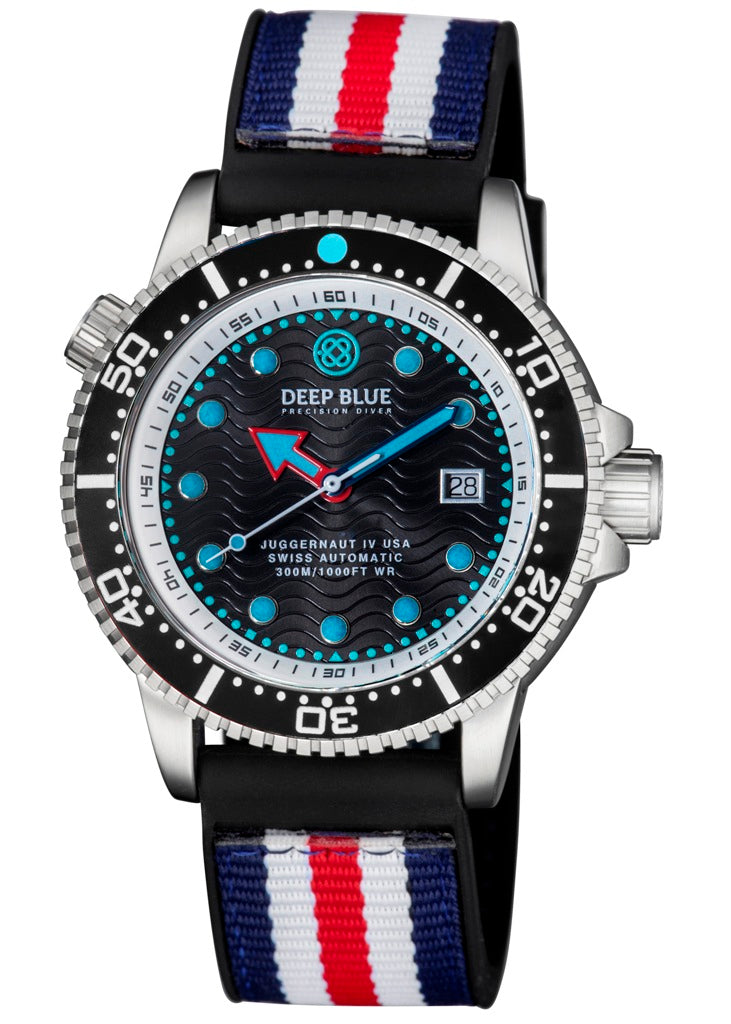 Blue White Red White Blue 2 PC Nylon Silicon Reversible Strap