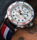 Juggernaut V USA Swiss Automatic – Diver White/red/blue Bezel - White Dial Strap