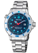 Juggernaut IV USA Swiss Automatic – Diver #8 White/blue Bezel - Blue Dial Bracelet