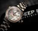 Ladies Diver –lizzy Blue– – Champagne Baguette Crystal Bezel - White Mother Of Pearl Dial