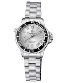 Ladies Diver –lizzy Blue– – Ceramic Black/white Bezel – Silver Sunray Dial