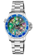 Ladies –lizzy Blue– – Diver Ceramic Blue/white Bezel – Multi Abalone Shell Dial