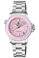 Ladies –lizzy Blue– – Diver Ceramic Pink/white Bezel – Pink Mother Of Pearl Dial